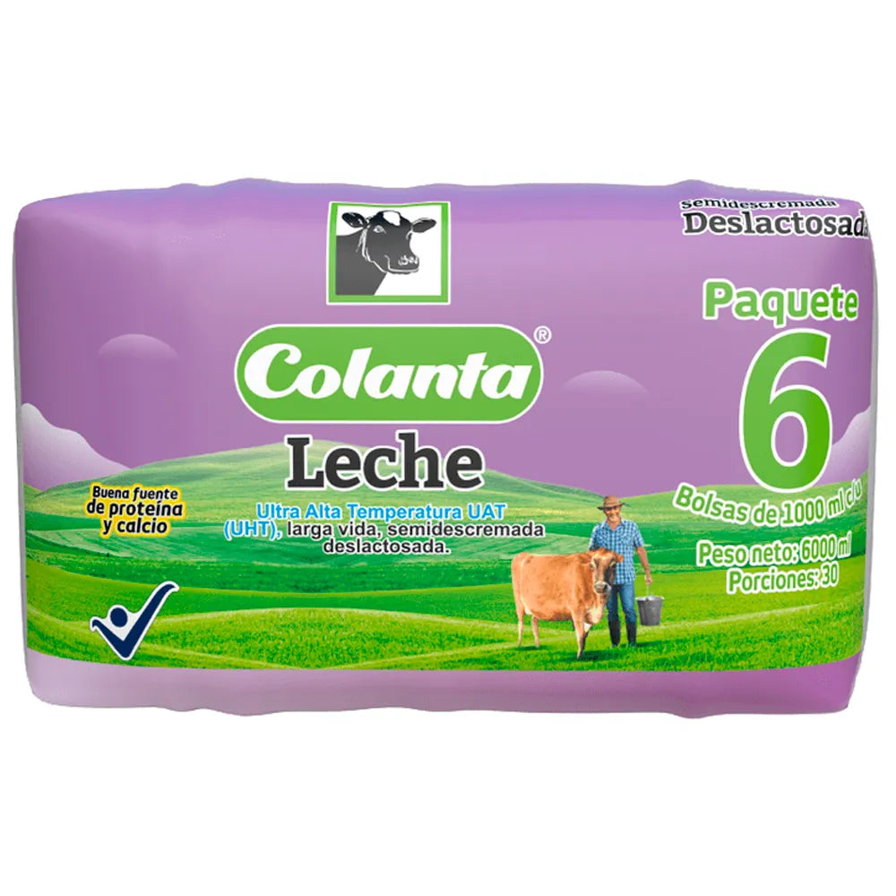 Leche Colanta Deslac 6 bolsas (1000 ml)